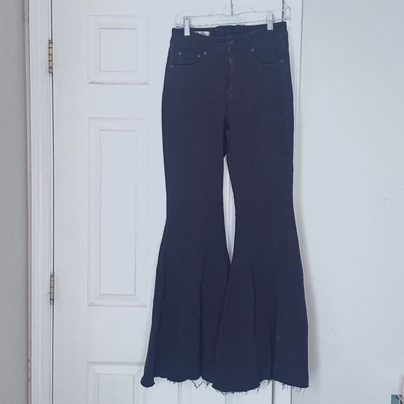 We The Free Denim - Free People We The Free Crvy Curvy Size 28 Super Flare Black Jeans Boho